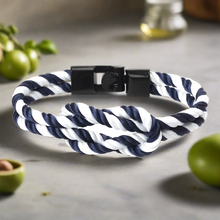 Load image into Gallery viewer, White Navy Blue Infinity Bracelet
