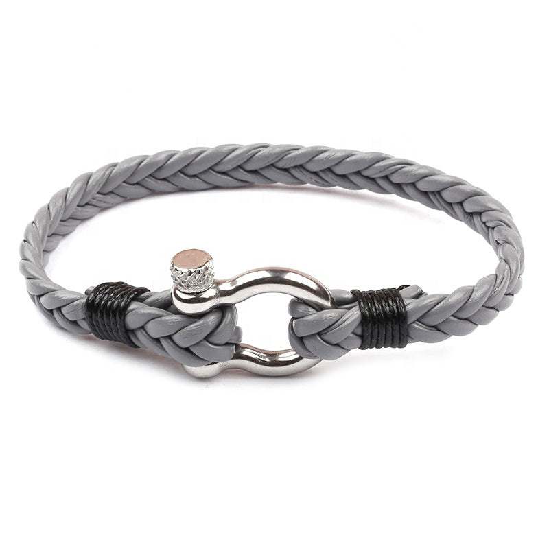 Nardo Grey Leather Paracord Bracelet