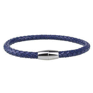 Navy Blue Leather Magnet Bracelet