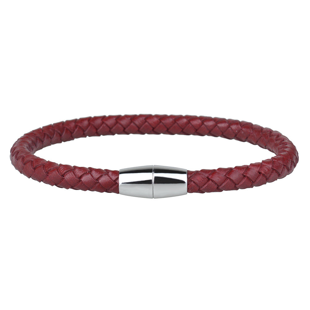 Cherry Red Leather Magnetic Bracelet