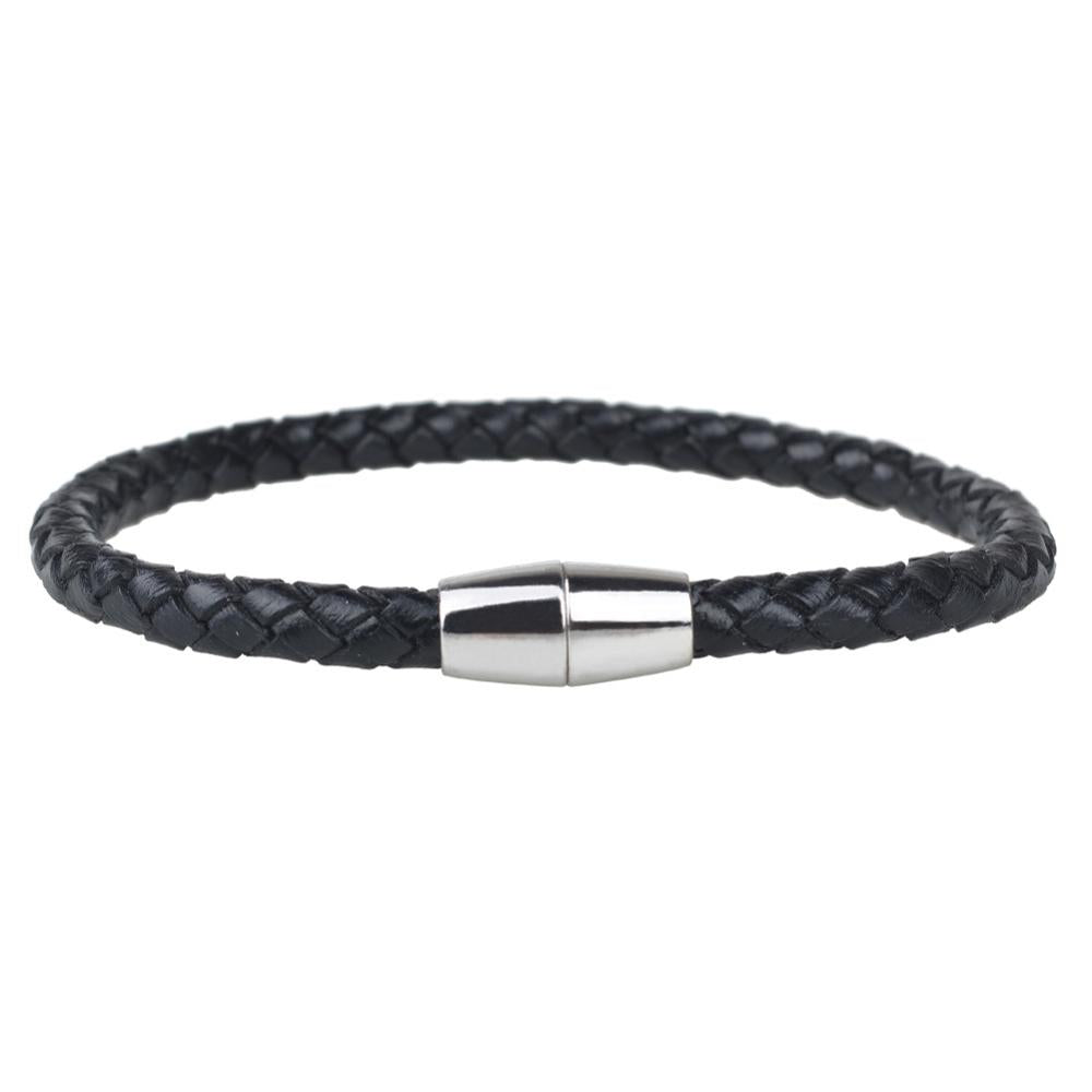 Night Black Magnet Leather Bracelet