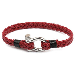 Cherry Red Leather Paracord Bracelet