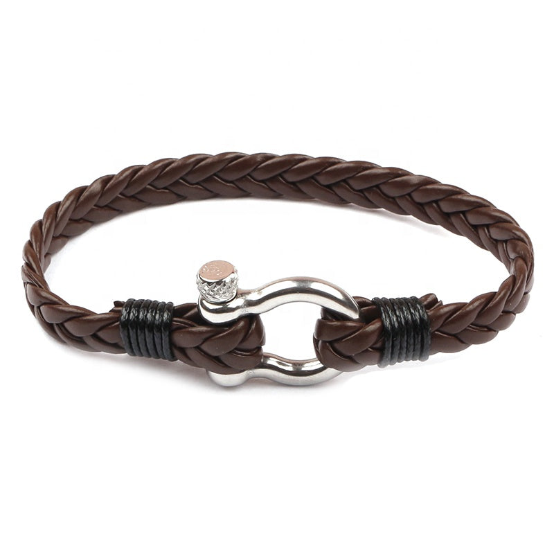 Espresso Brown Leather Paracord Bracelet