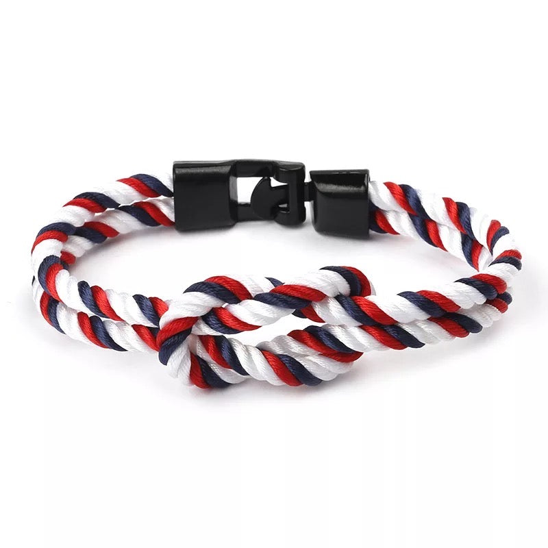 Navy Blue & White Red Infinity Bracelet