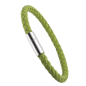 Elegant Earth Green Leather Bracelet