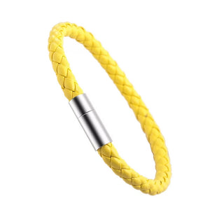 Elegant Lemon Yellow Leather Bracelet