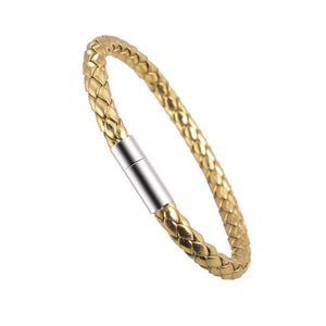 Elegant Gold Chrome Leather Bracelet