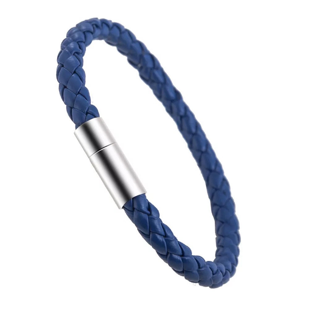 Elegant Navy Blue Leather Bracelet