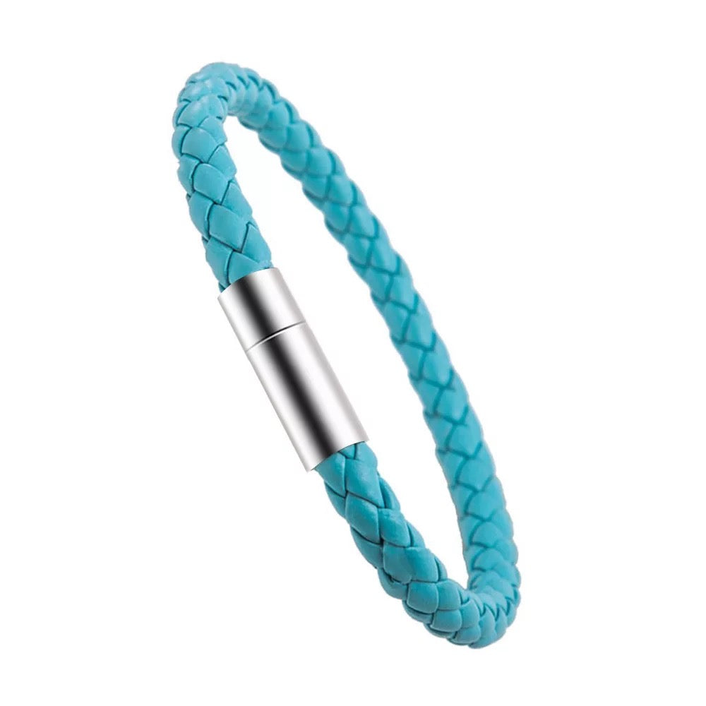 Elegant Tiffany Blue Leather Bracelet