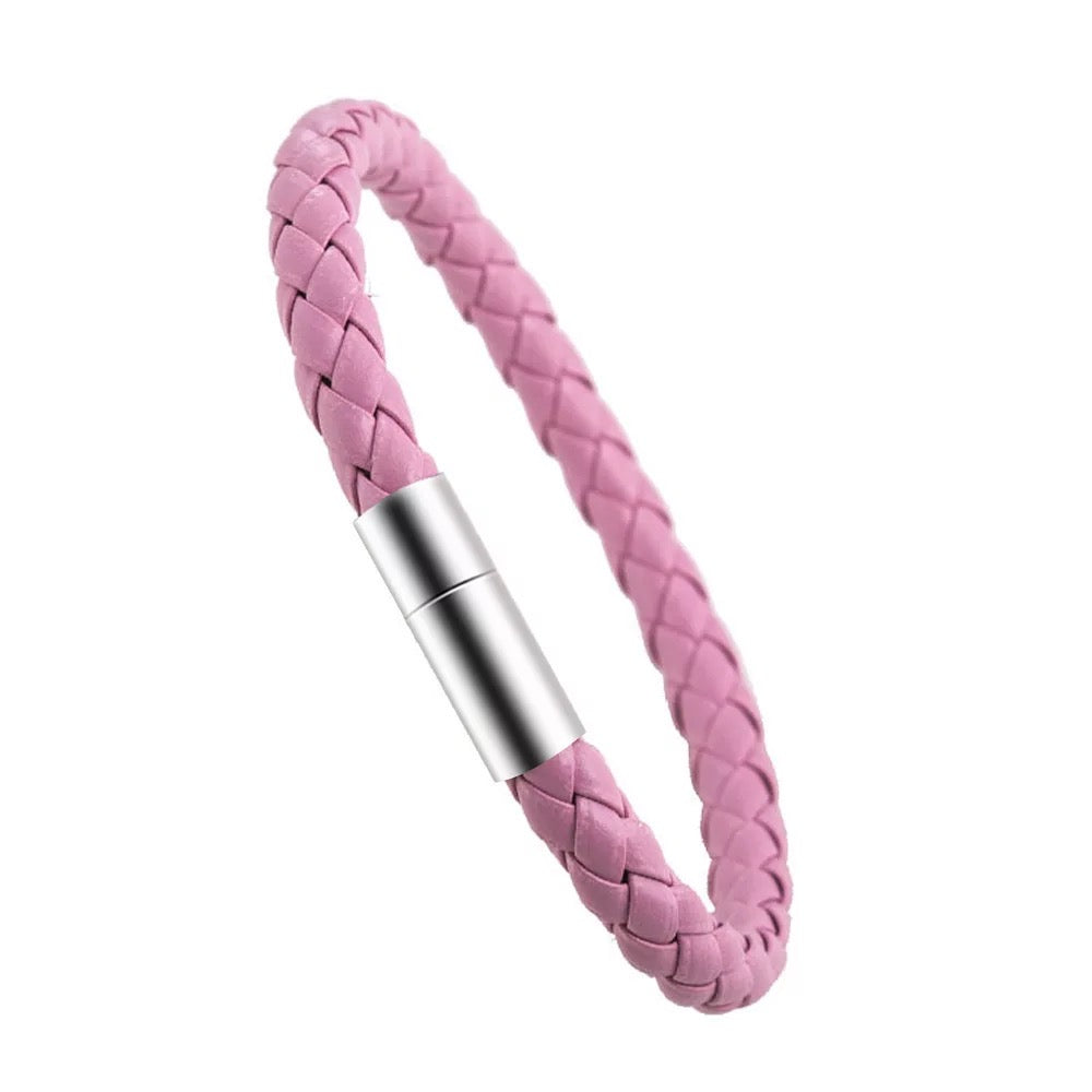 Elegant Flamingo Pink Leather Bracelet