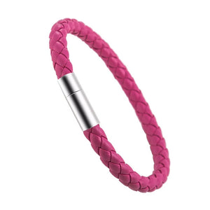 Elegant Neon Pink Leather Bracelet