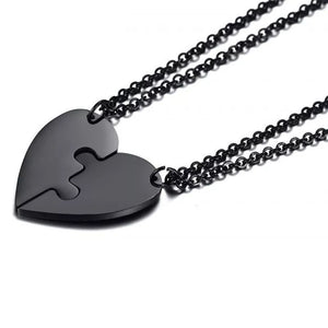 New Style Black Stainless steel Heart Couple Pendant