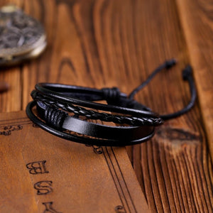 New Style Multiple Leather Rope Black Bracelet