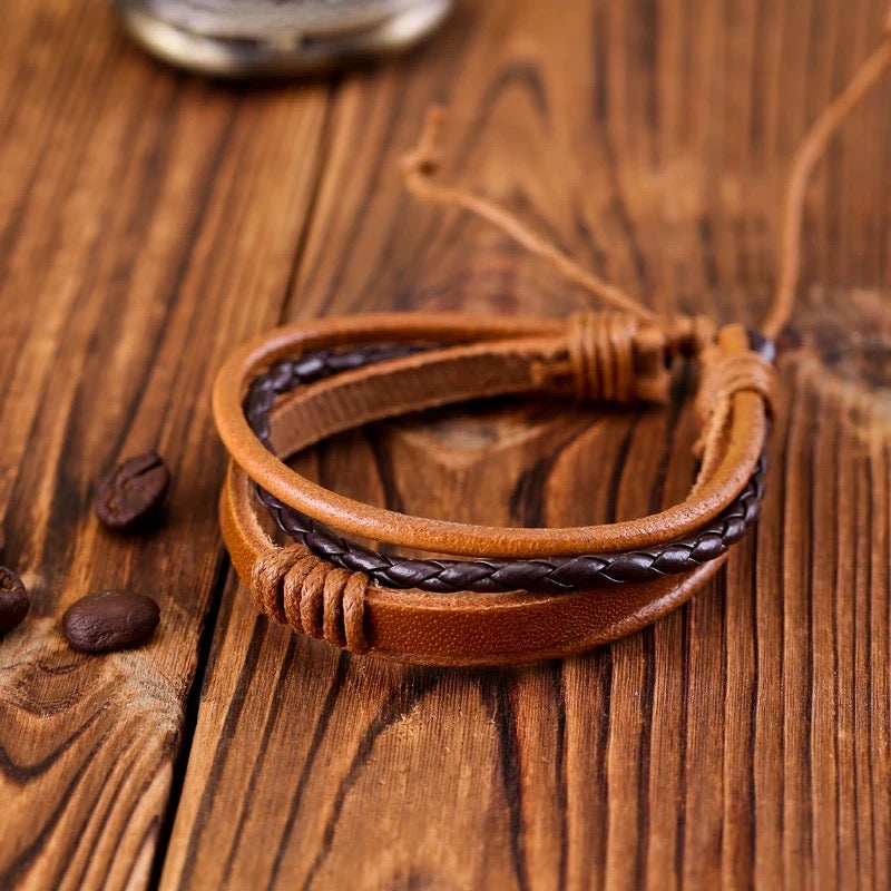 New Style Multiple Leather Rope Brown Bracelet