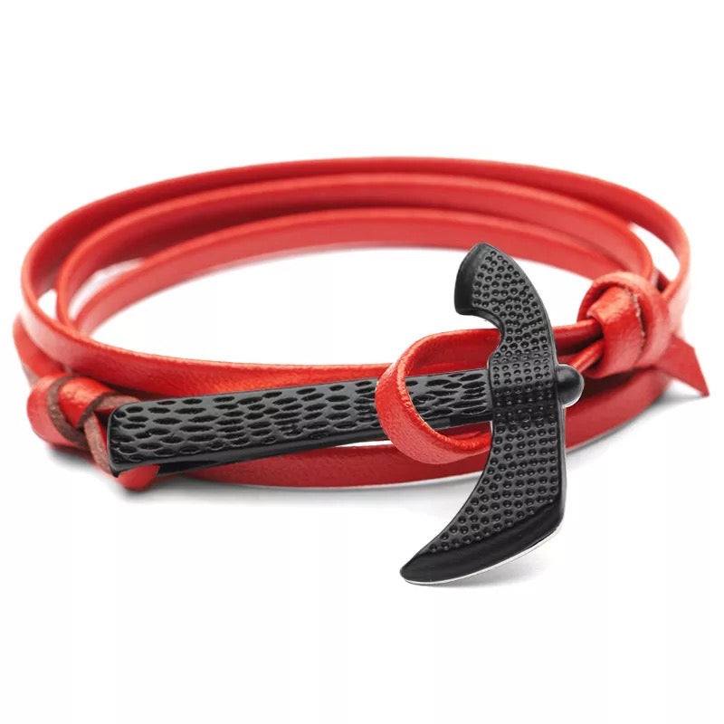 Rose Red Viking Anchor Bracelet