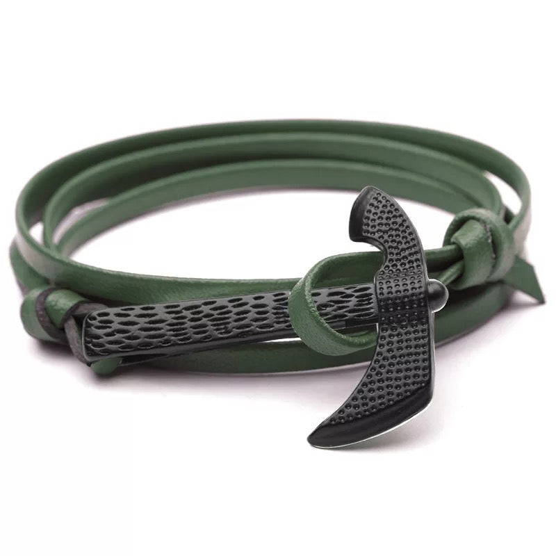 Forest Green Viking Anchor Bracelet