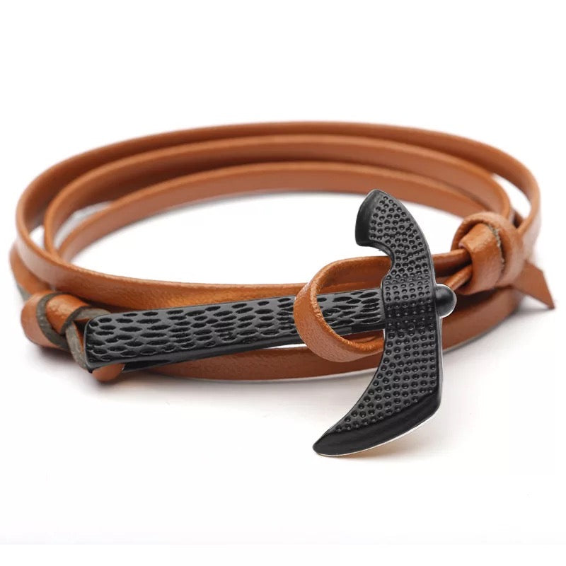 Tan Brown Viking Anchor Bracelet