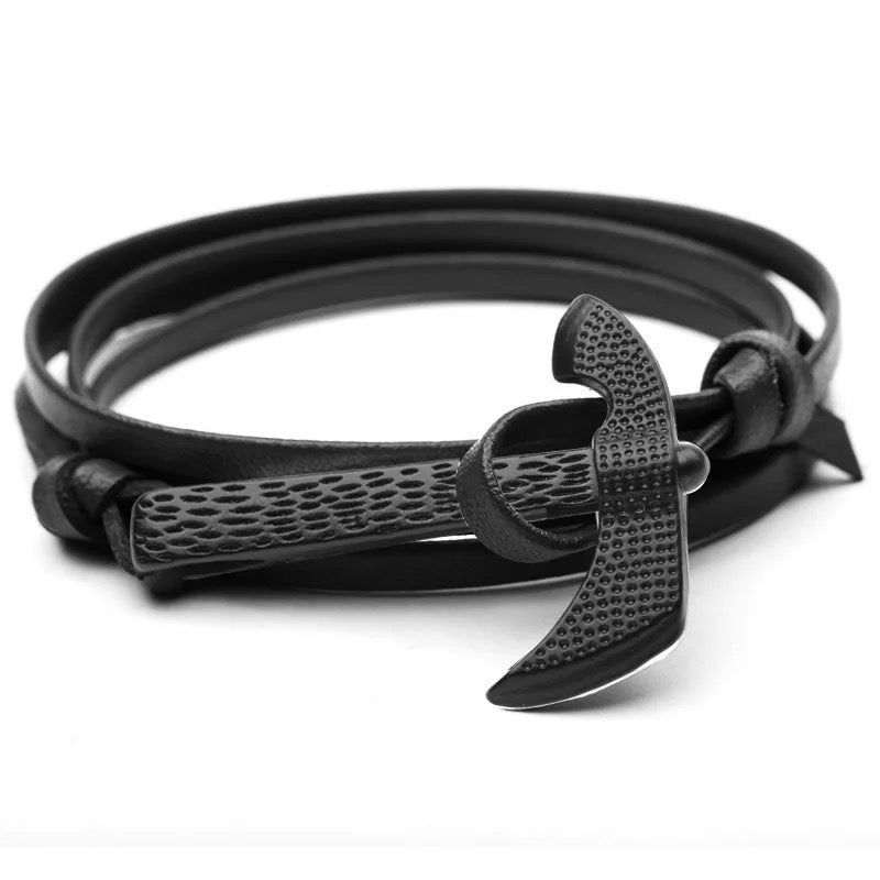 Night Black Viking Anchor Bracelet