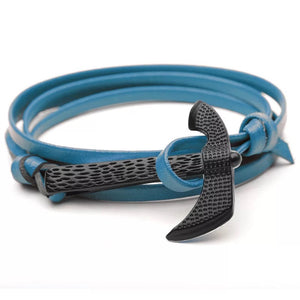 Aqua Blue Viking Anchor Bracelet