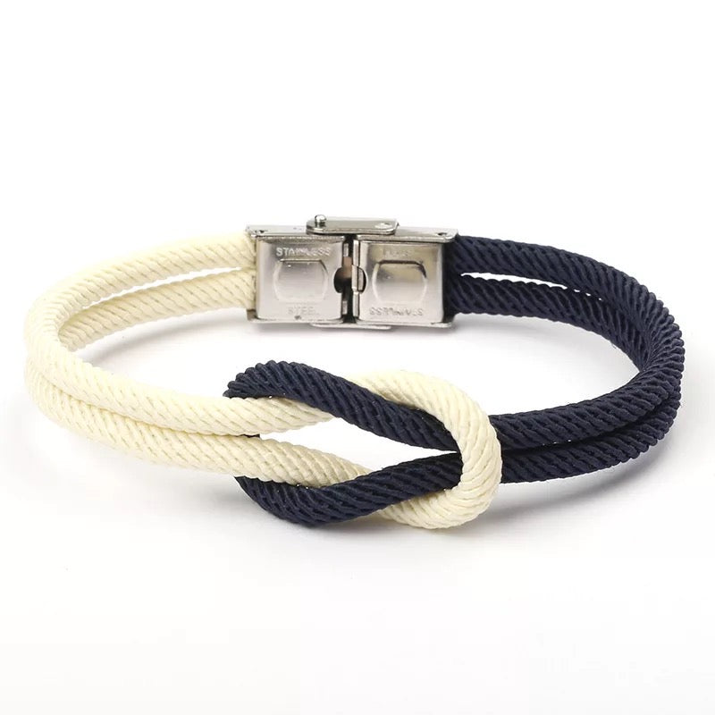 White & Navy Blue Nautical Bracelet