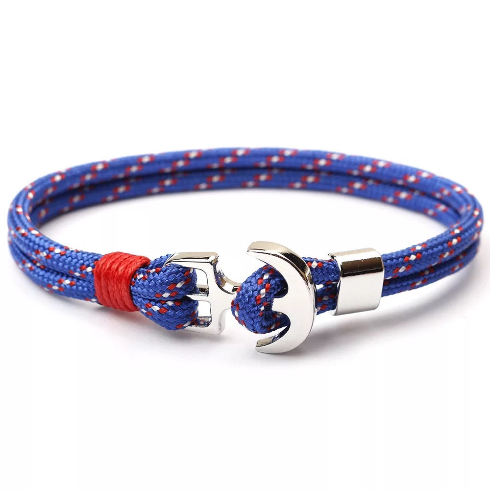 New Style Blue Anchor Bracelet with Red & White