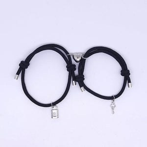 Midnight Black Heart Couple Magnetic Bracelet