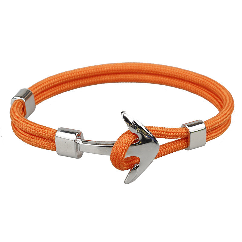 Silver Orange Anchor Bracelet